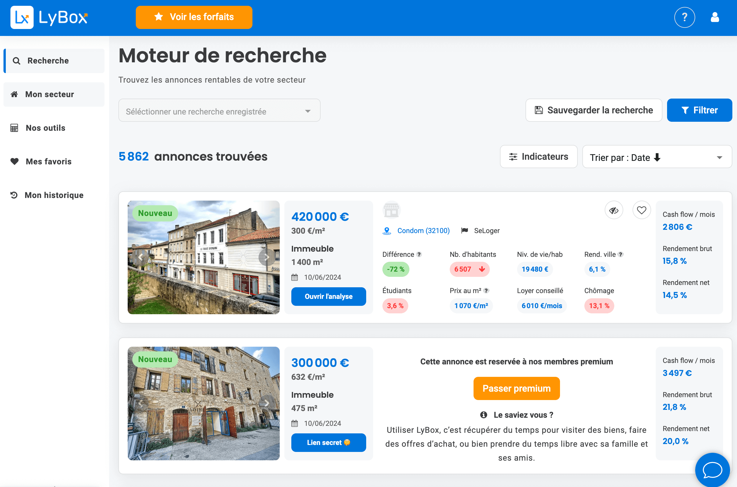 Copie d'écran de Lybox, le 10/06/2024