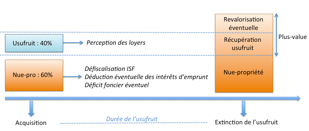 schéma du principe d'investissement en nue-propriété